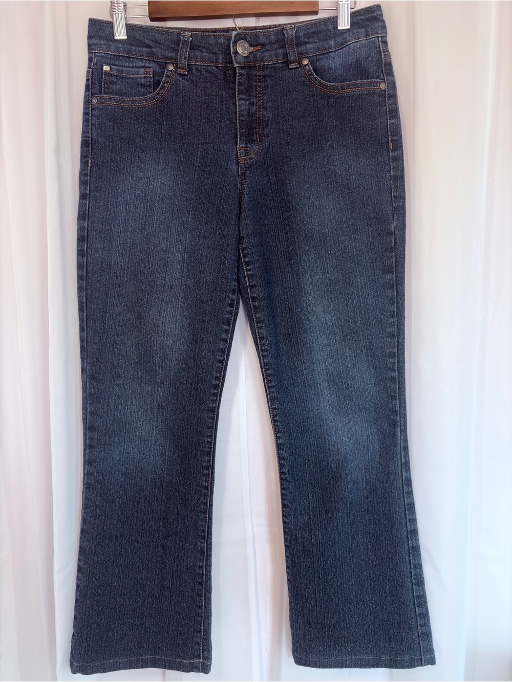 Bandolino Dark Blue Flare Jeans Embellished Pockets